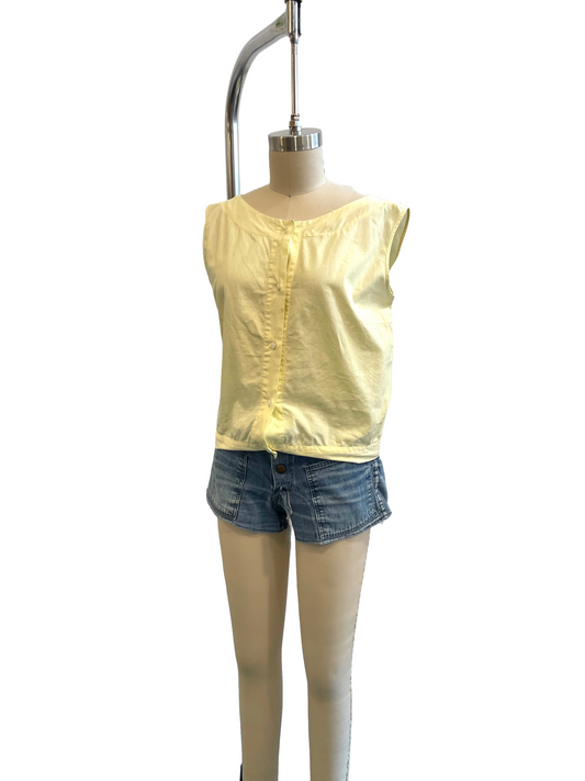 1950s Yellow Boatneck Cotton Sleeveless Blouse