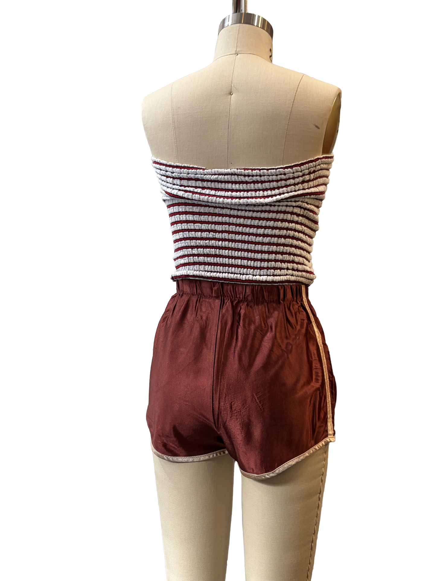 1970s Burgundy Satin Classic Athletic Shorts