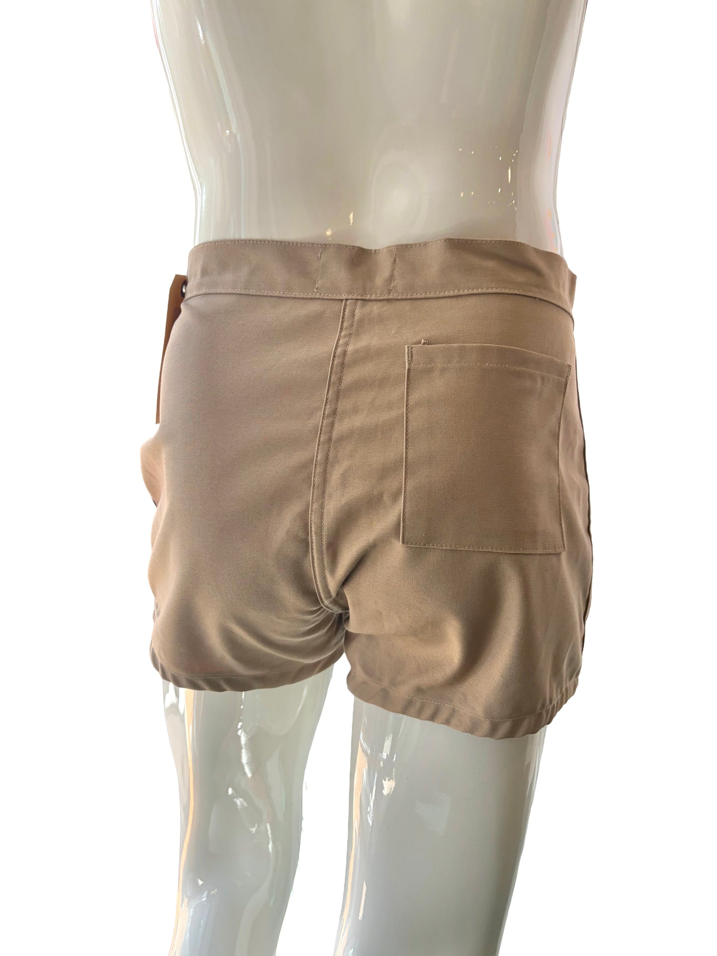 2000s Khaki Poly-Cotton Twill Belted Active Uniform Shorts