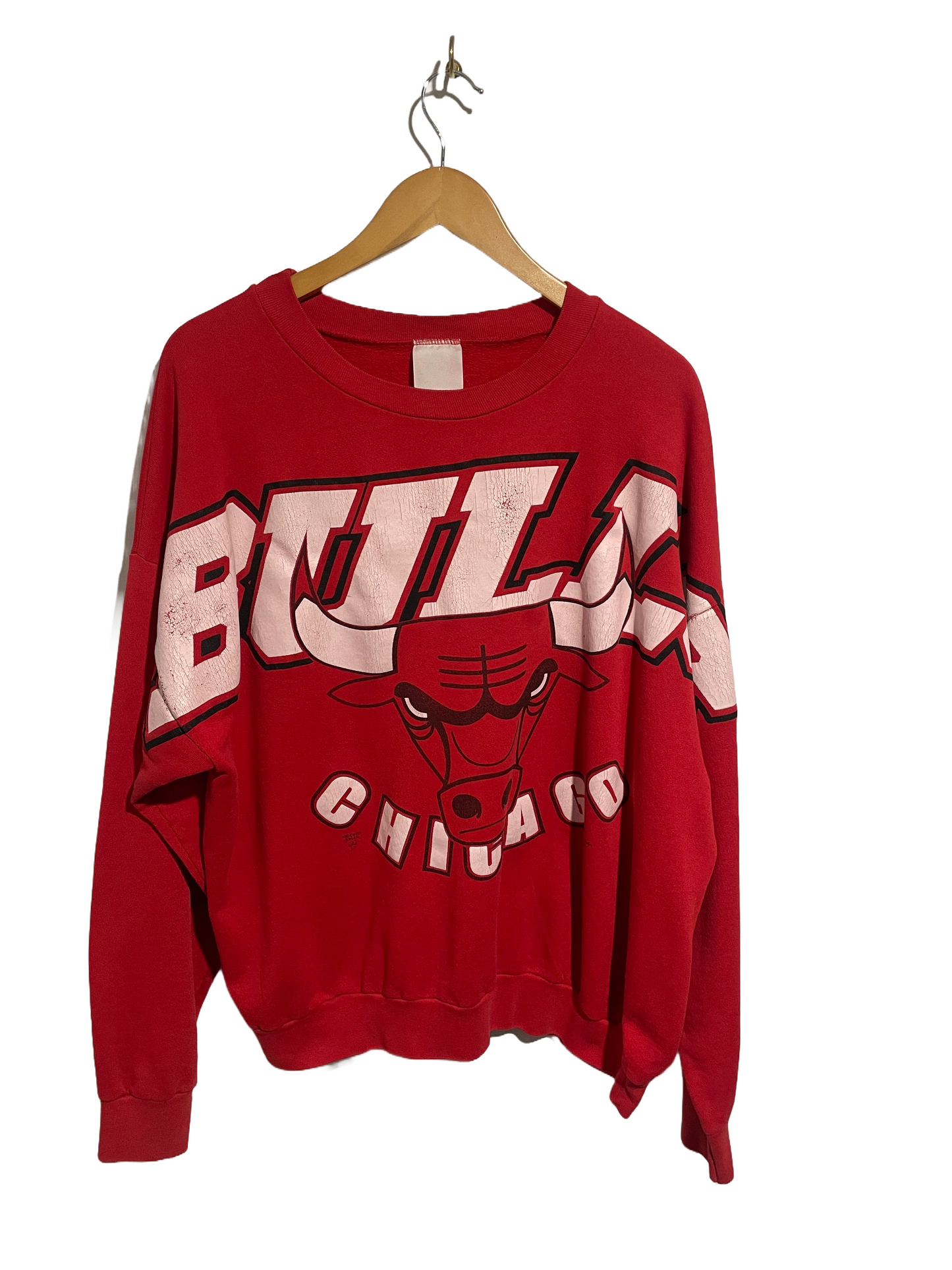 1990s Red Chicago Bulls Big Spellout Crewneck