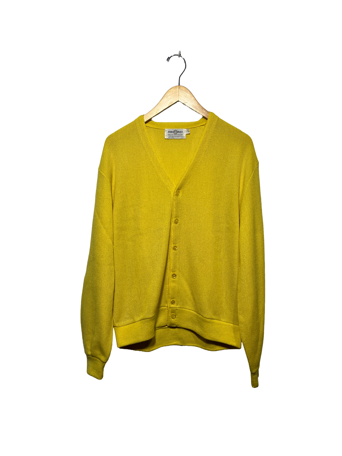 1970s Yellow Mohair-Blend Robert Bruce Cardigan