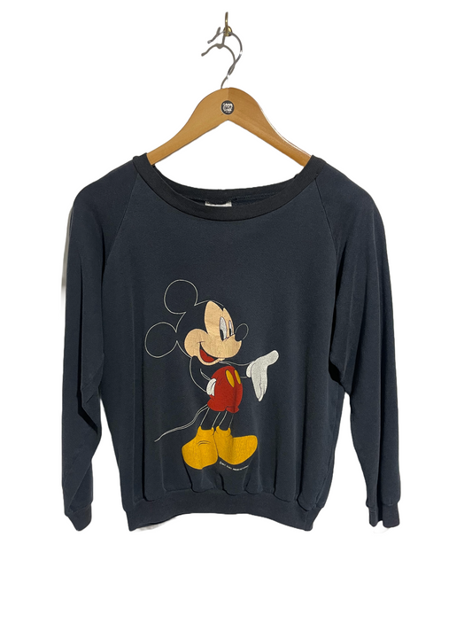 1980s Mickey Mouse Faded Black Sweatshirt