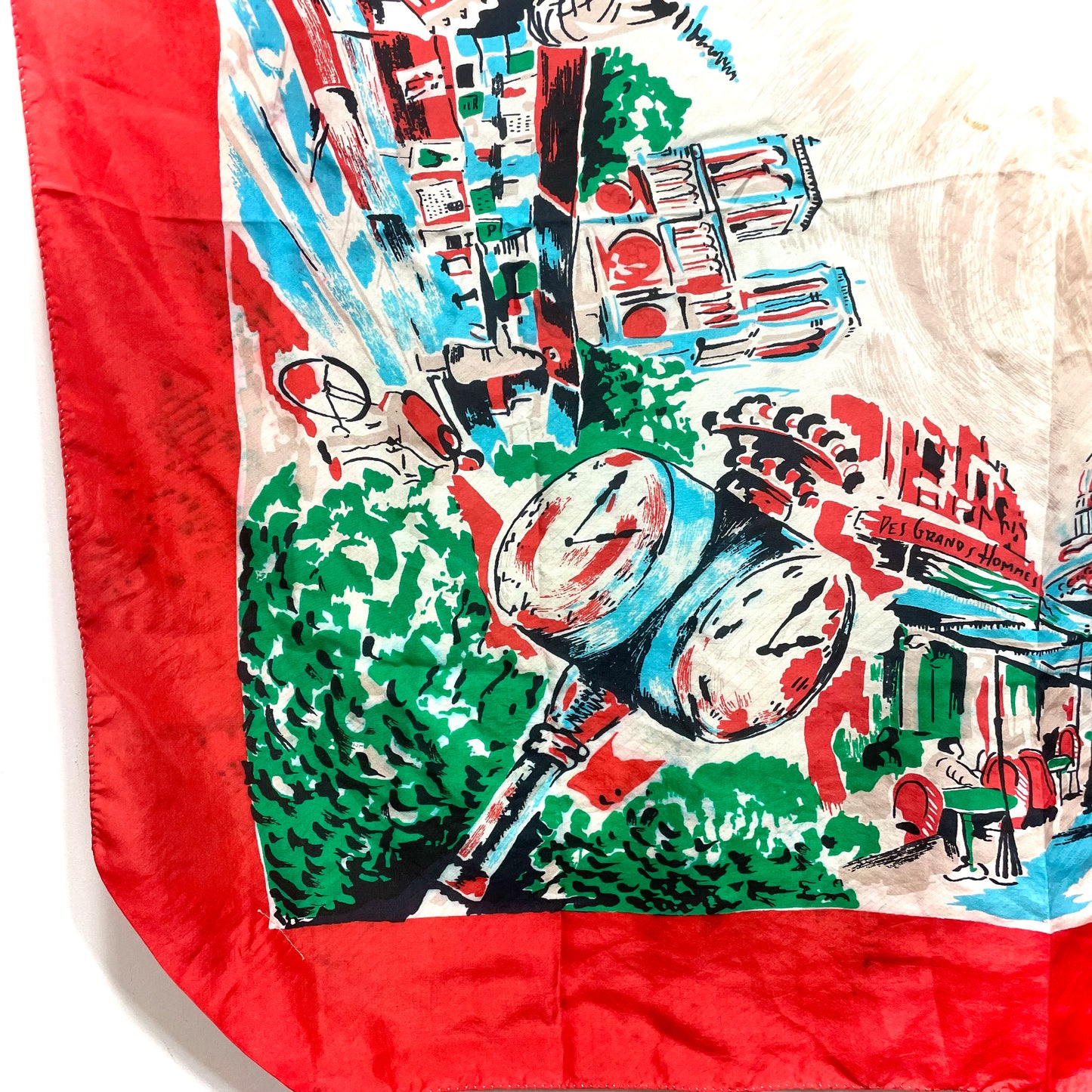 1950s Parisian Painterly Scene Silk Souvenir Scarf