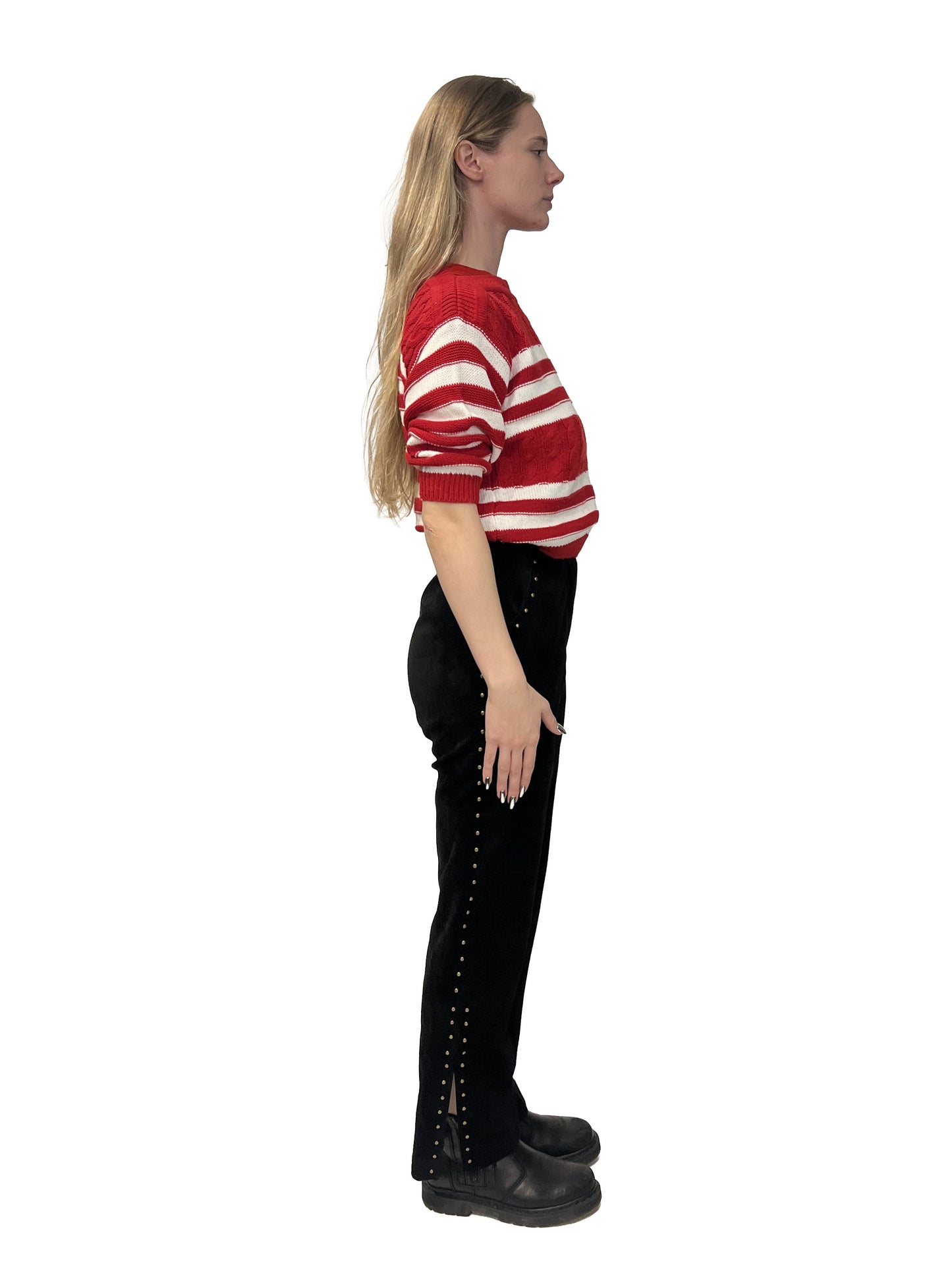 1980s Red White Striped Cropped Cotton Sweater