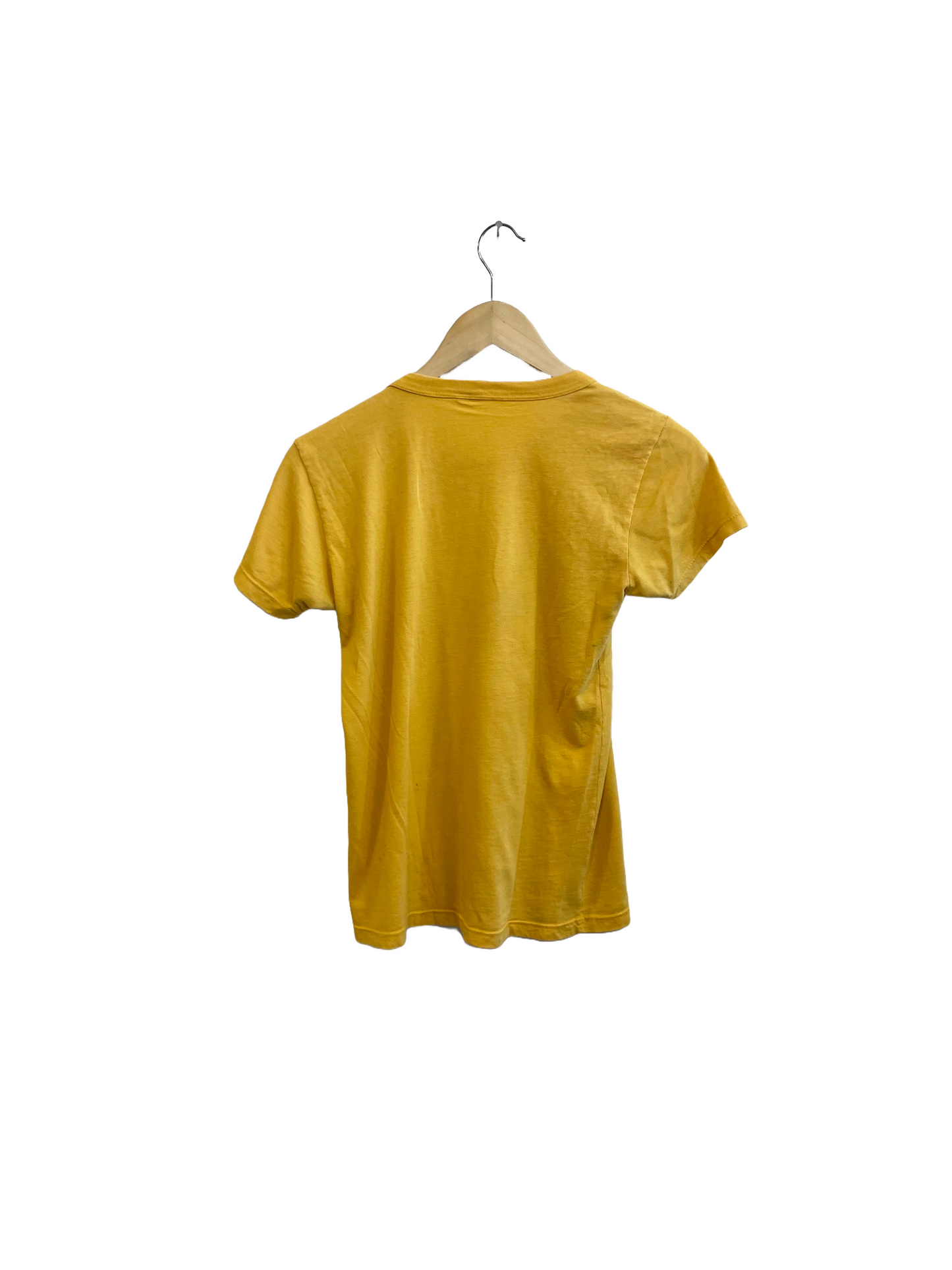 1980s Mustard Yellow Green Faded Flocking 'Hola Madrid' Tee