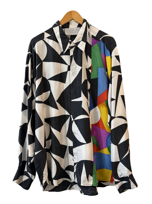1980s ’Z. Cavaricci’ Silk Geometric Men’s Shirt
