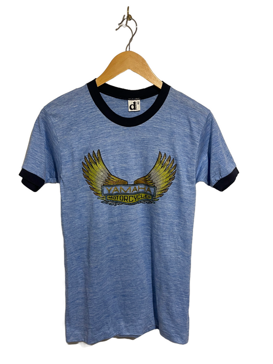 1980s Yamaha Motorcycles Graphic Blue Ringer T-shirt