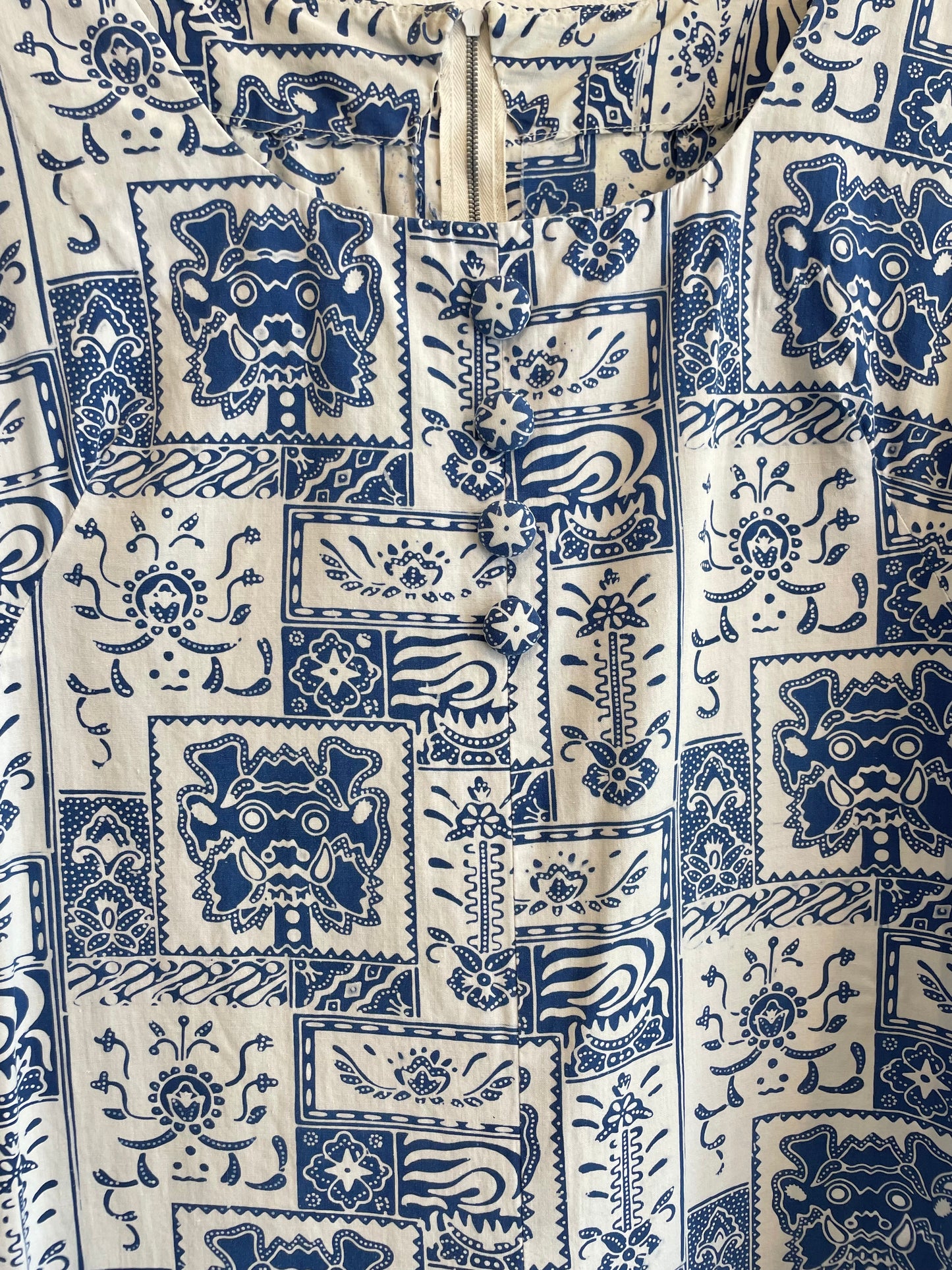 1960s Block Print Style Wide Leg Jumpsuit
