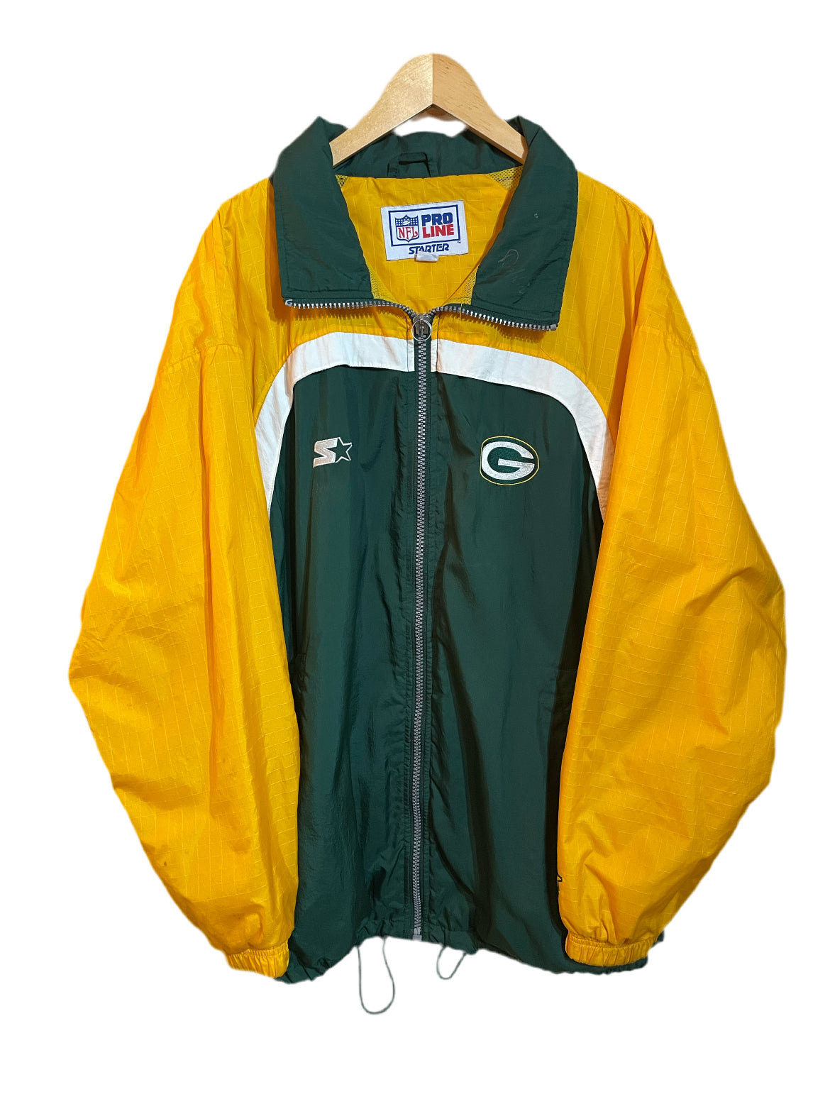 1990s Green Yellow Starter Packers Windbreaker