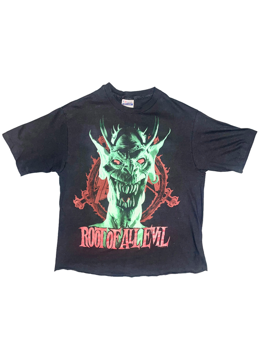 Slayer "Root Of All Evil World Sacrifice Tour 1988" Black Double Sided Thrash Metal Vintage T-Shirt