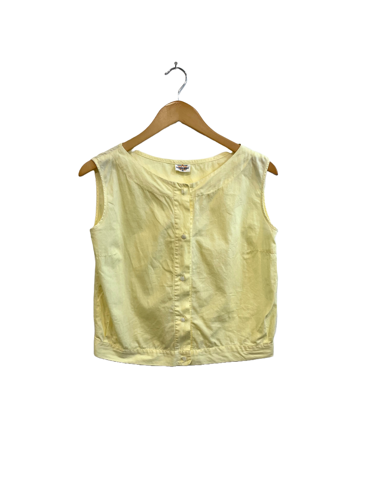 1950s Yellow Boatneck Cotton Sleeveless Blouse
