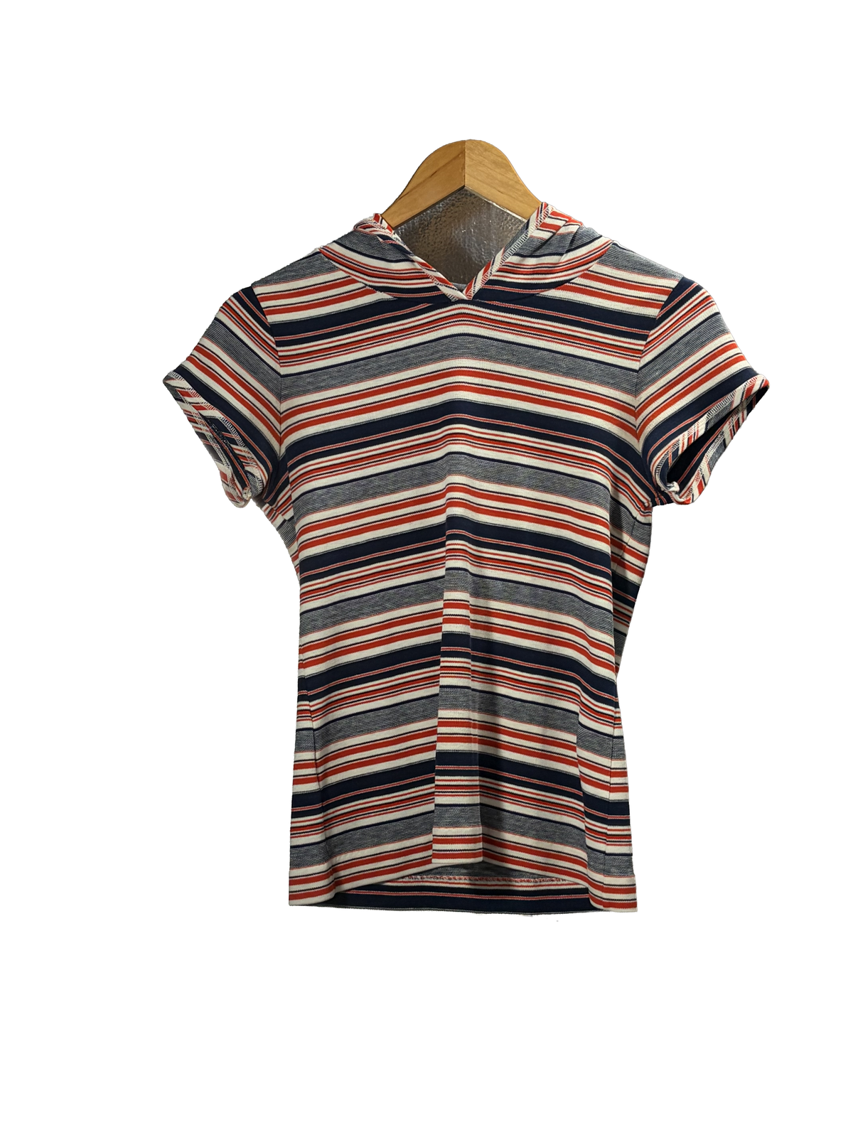1970s Red White Blue Striped Hooded Tee