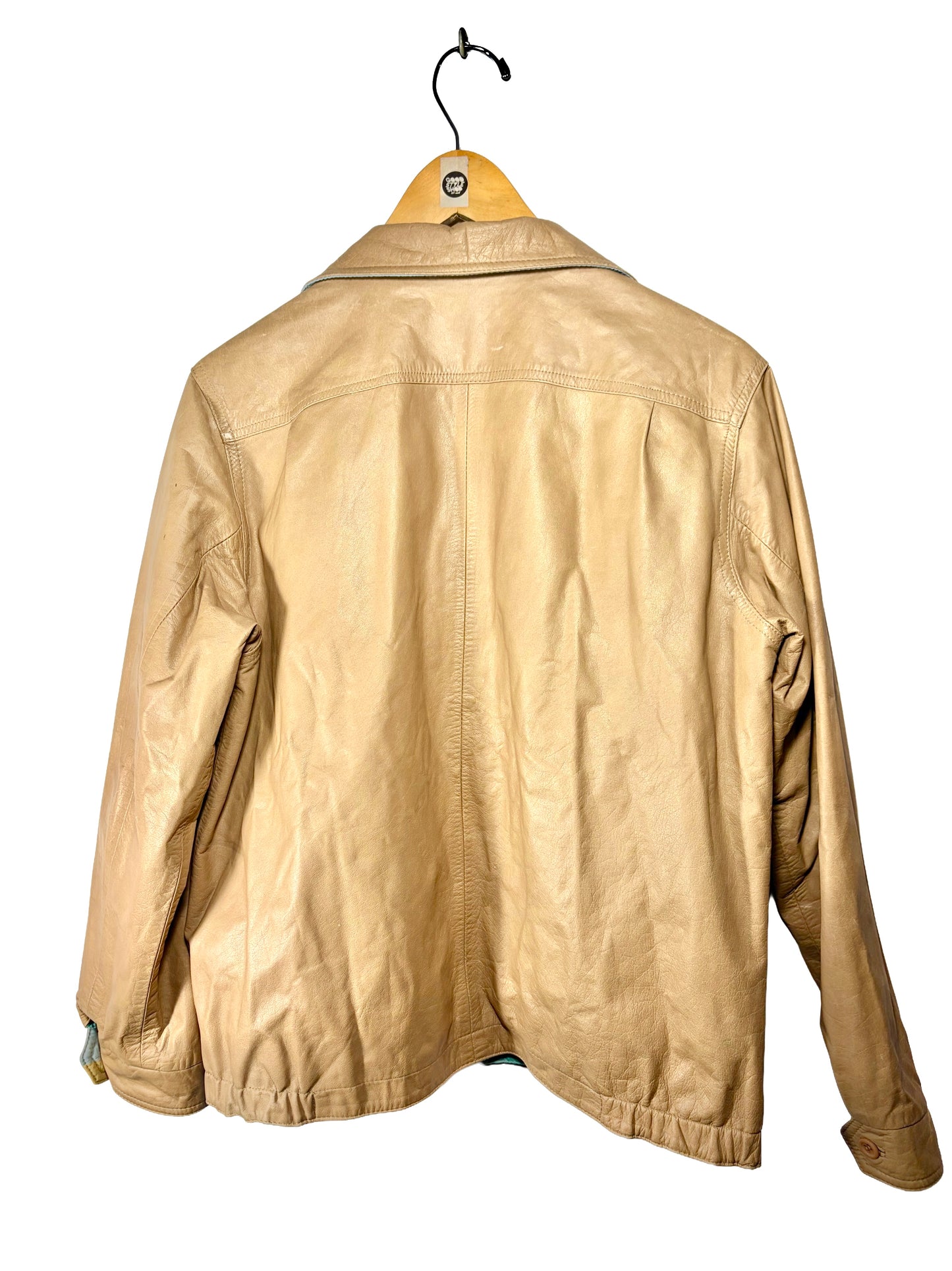 1950s Almond Leather Seabreeze Stripes REVERSIBLE Zip Rickey Jacket