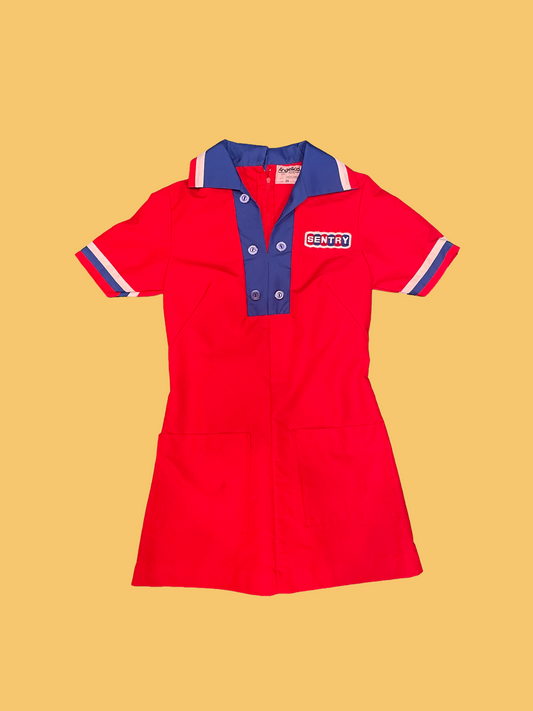 1970s Red Blue White Sentry Patch Uniform Dress