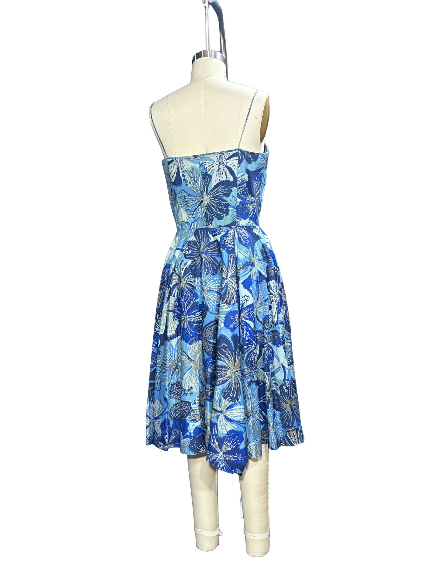 1960s Blue Green Gold ‘Shaheen Hawaii’ Strappy Cocktail Dress