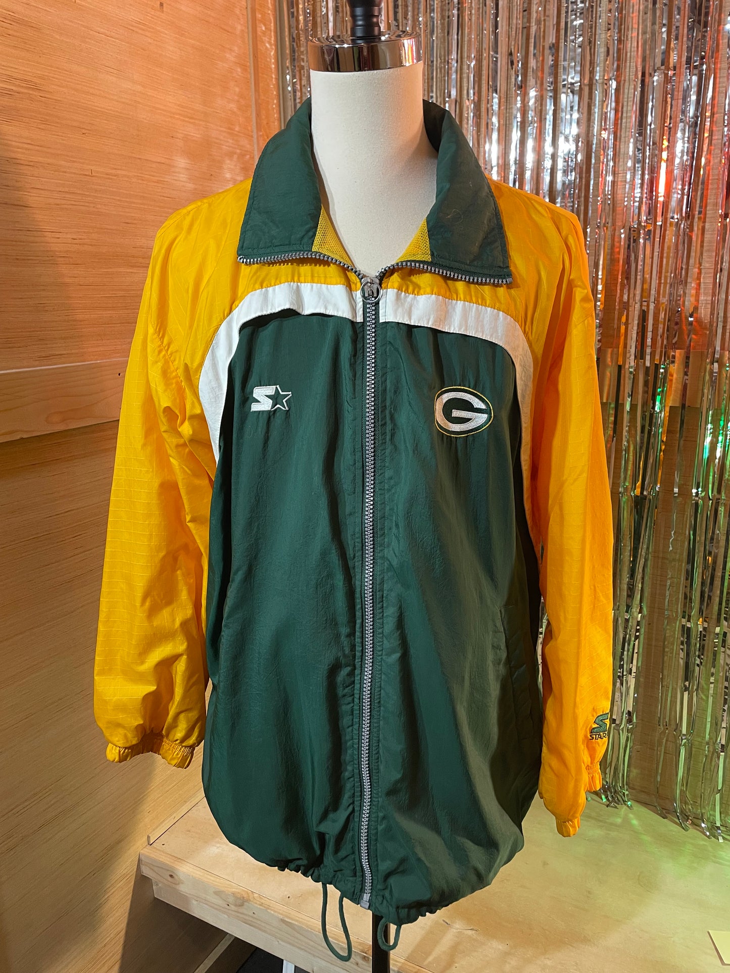 1990s Green Yellow Starter Packers Windbreaker