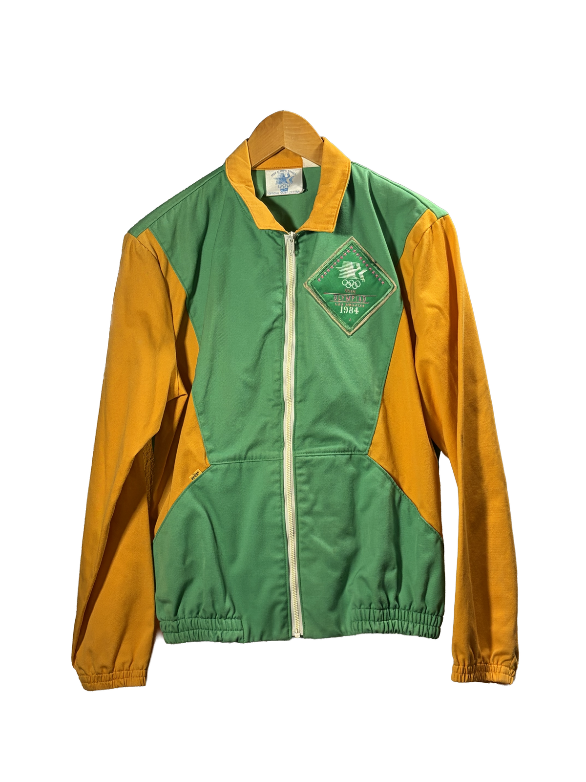 1980s Green Yellow Colorblock Los Angeles Olympic Cotton Jacket