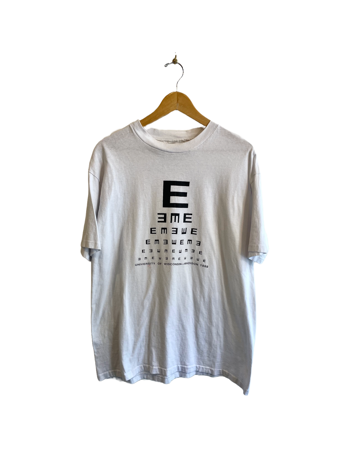 1980s White UW Madison Eye Chart Tee