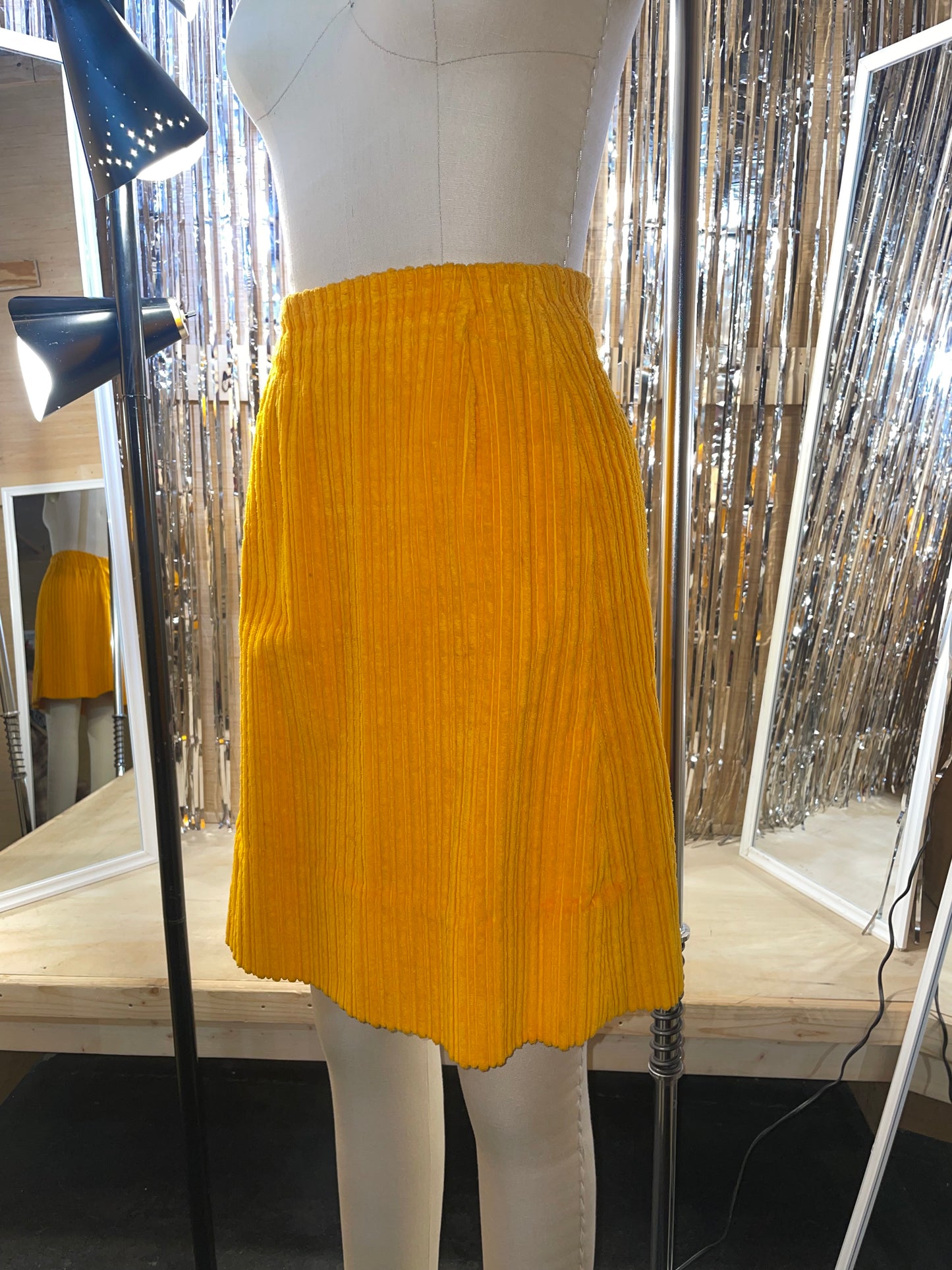 1960s Mustard Yellow Wide Wale Corduroy Skirt