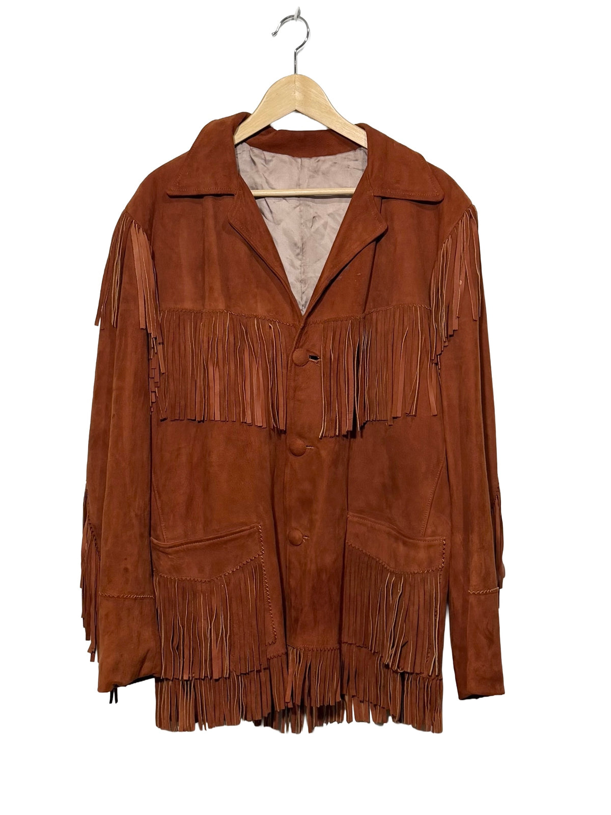 1970s Ruddy Brown Shag Fringe Suede Jacket