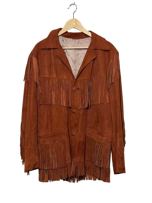 1970s Ruddy Brown Shag Fringe Suede Jacket