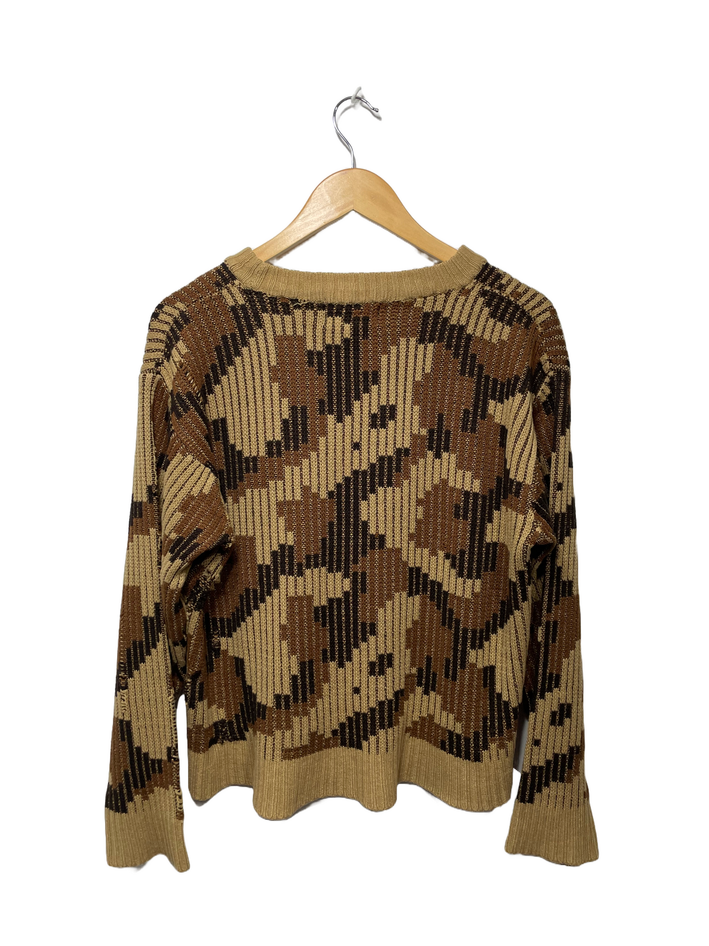 1980s Brown Tonal Camo Duck Bay Acrylic Knit Sweater