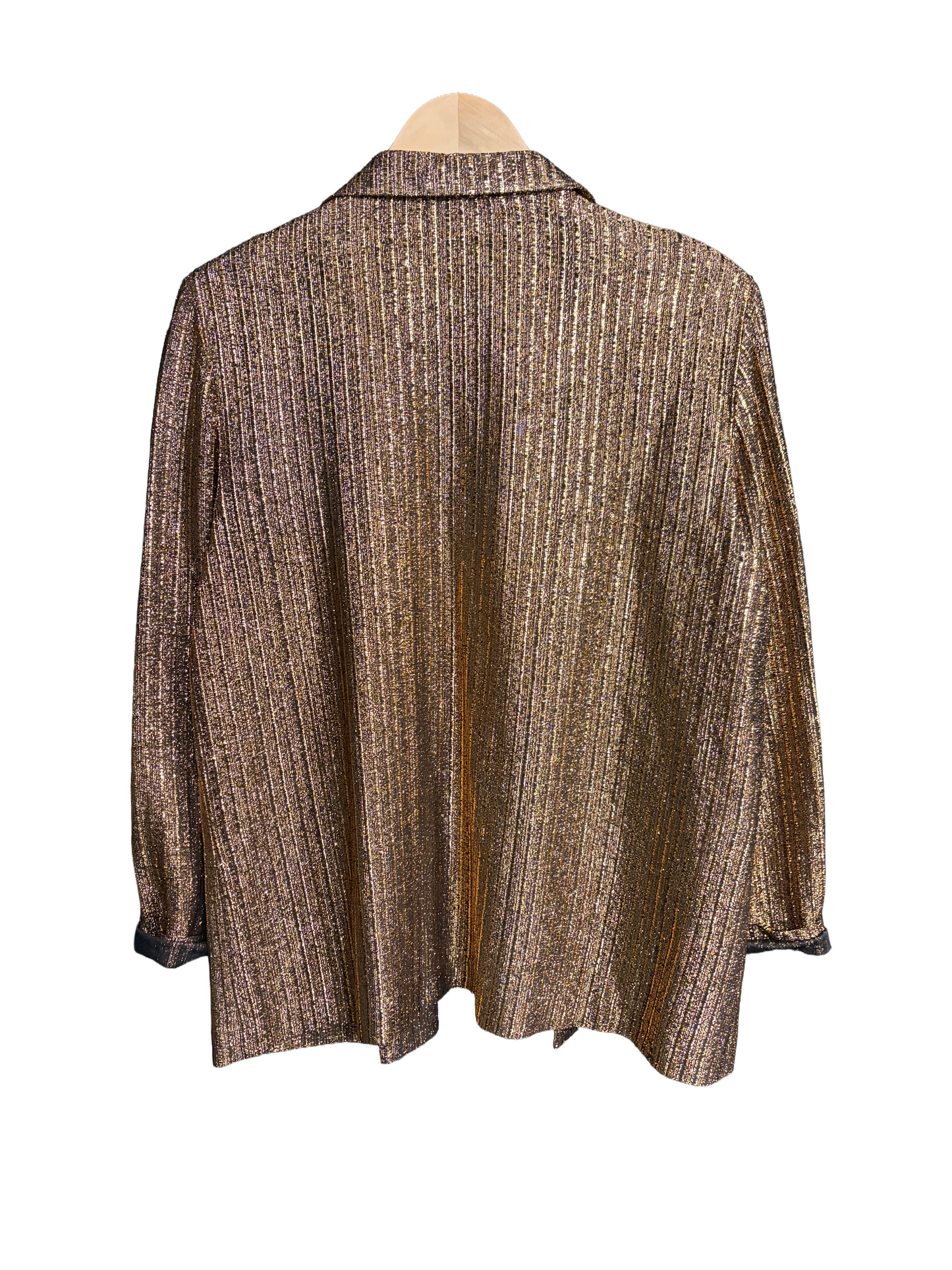 1970s Copper Metallic Stripe Weave Open Front Blazer