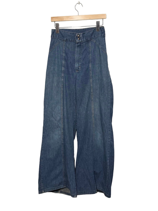 1970s Classic Wash Felled Seam Super Wide Leg Jeans