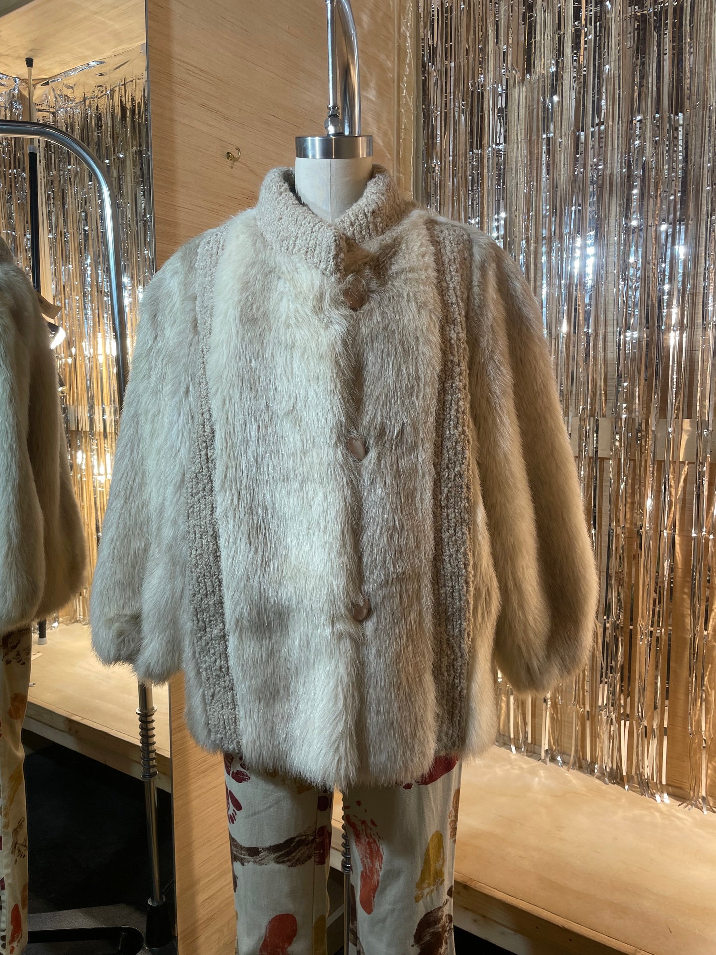 1980s Cream FAUX Fur and Wool D'Spirit Jacket