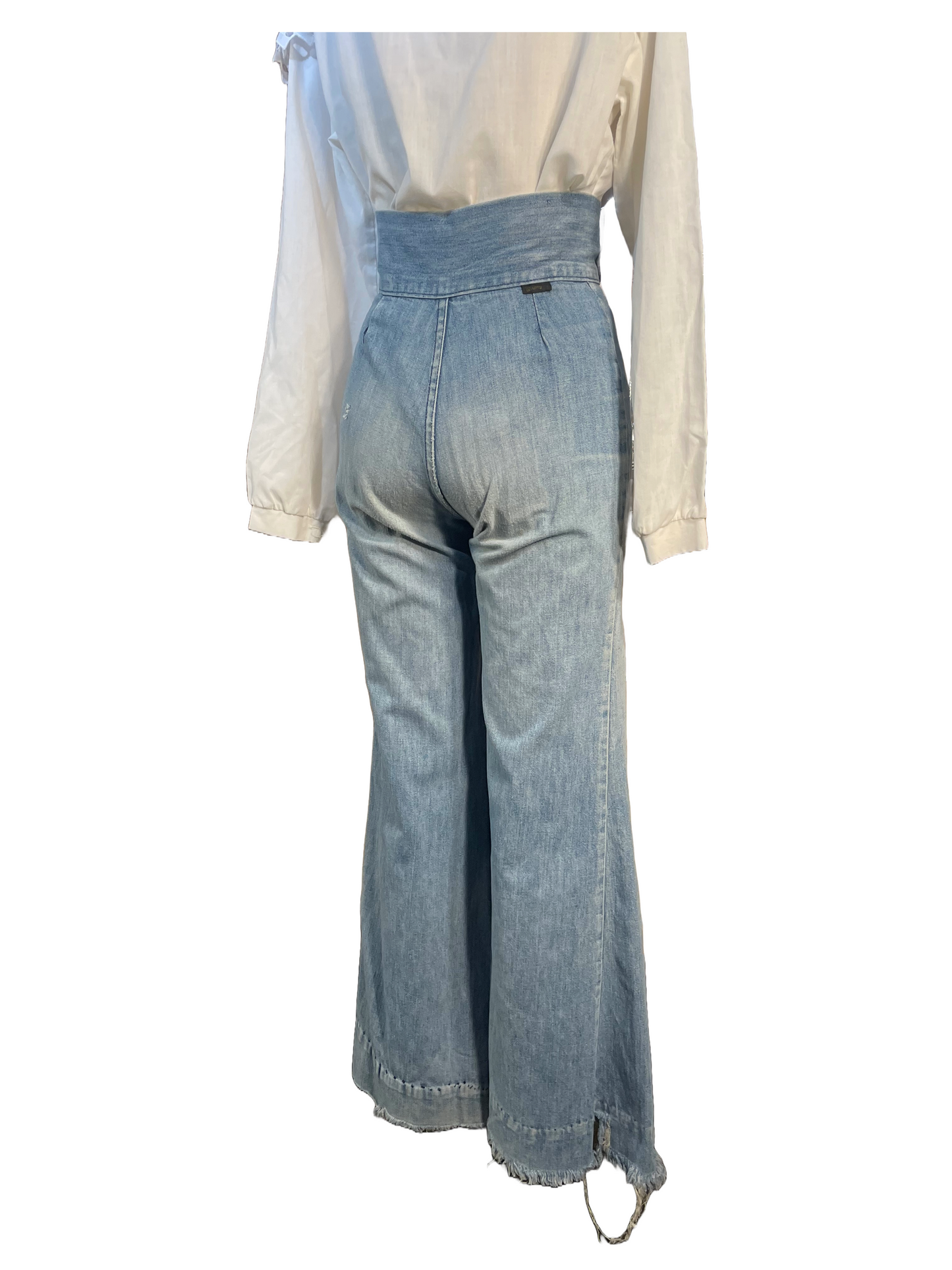 1970s Faded High-Waisted Patchwork Bellbottom Jeans