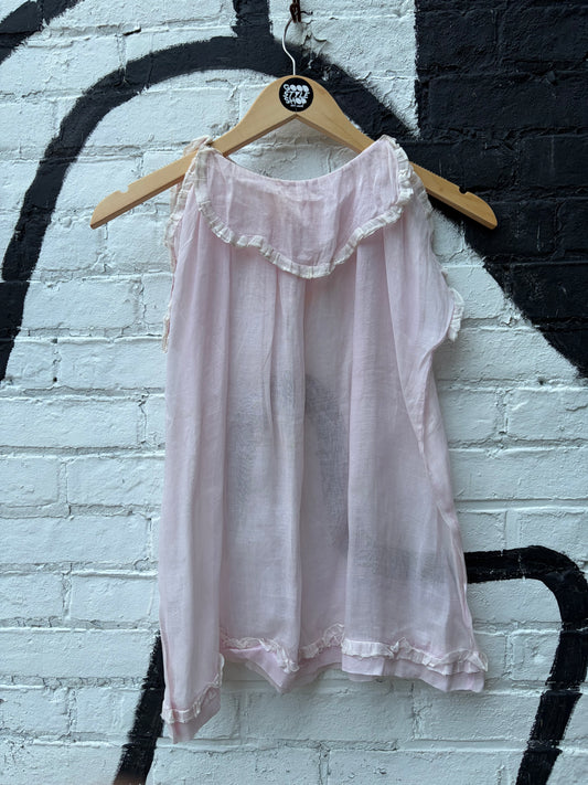 1930s-40s Lilac Pastel Cotton Organdy Sleeveless Sheer Top