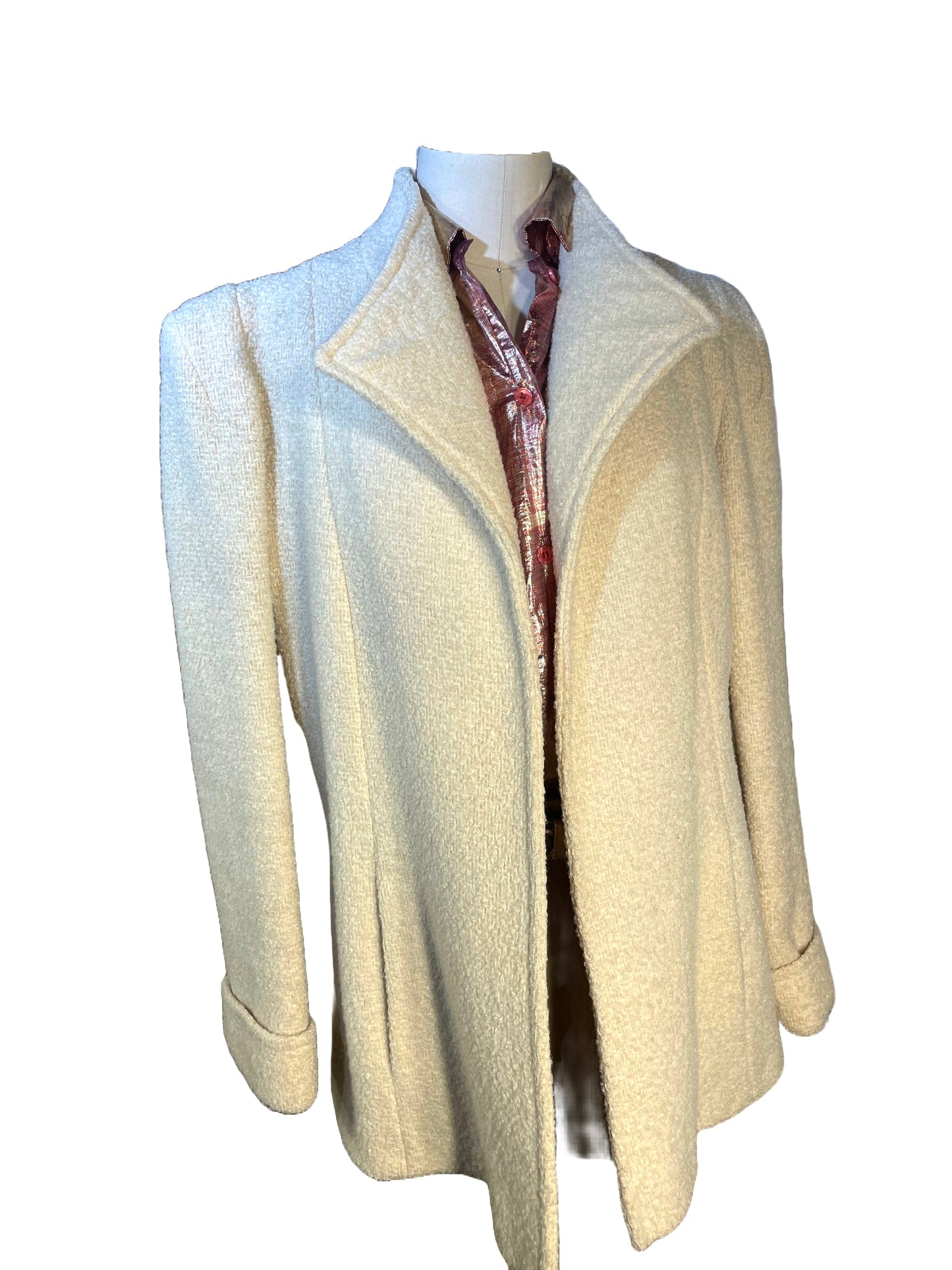 1970s Cream Boucle Swing Coat