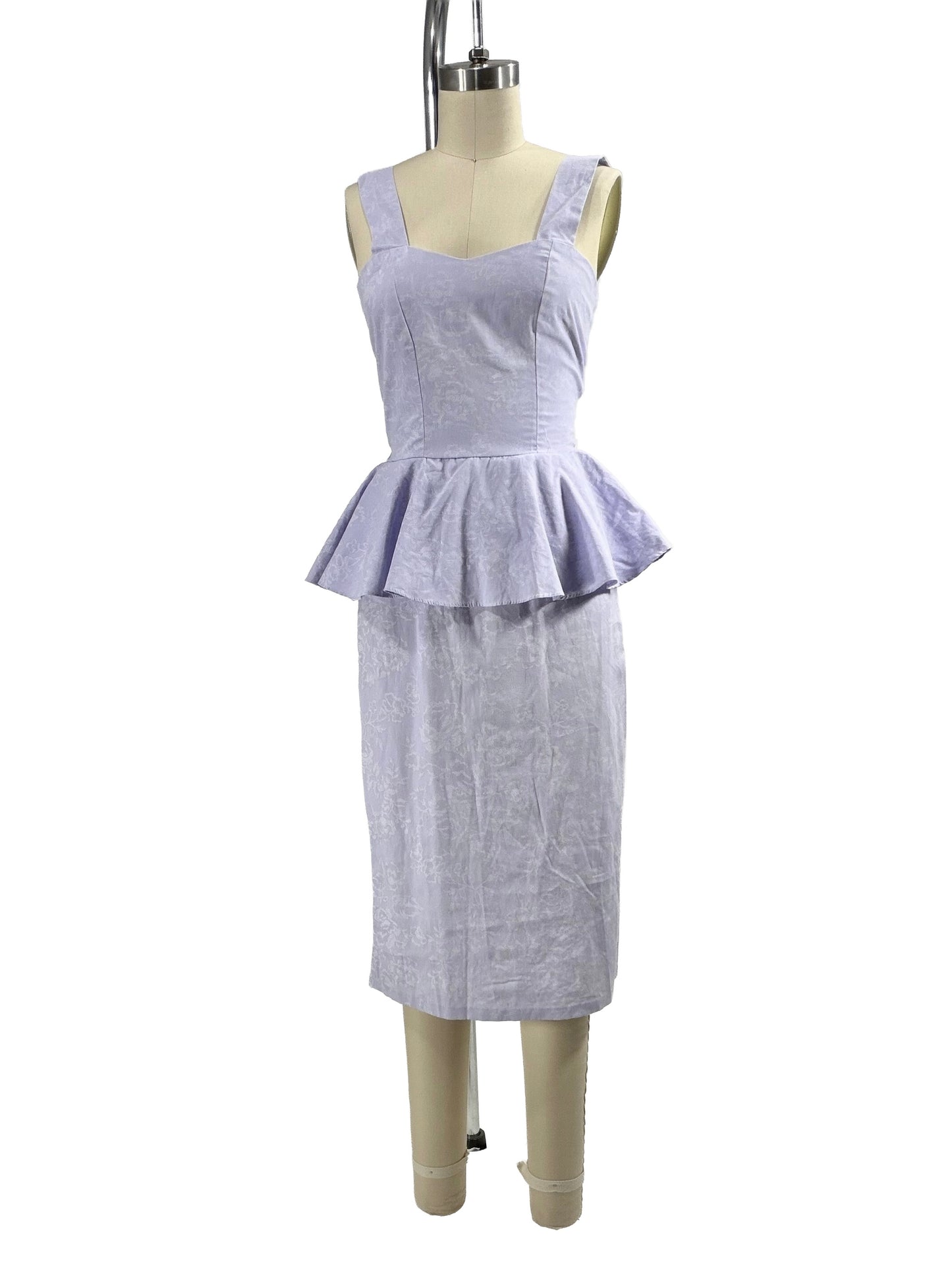 1980s Lilac Self-Tie Cutout Cotton Summer Dress