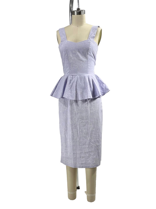 1980s Lilac Self-Tie Cutout Cotton Summer Dress