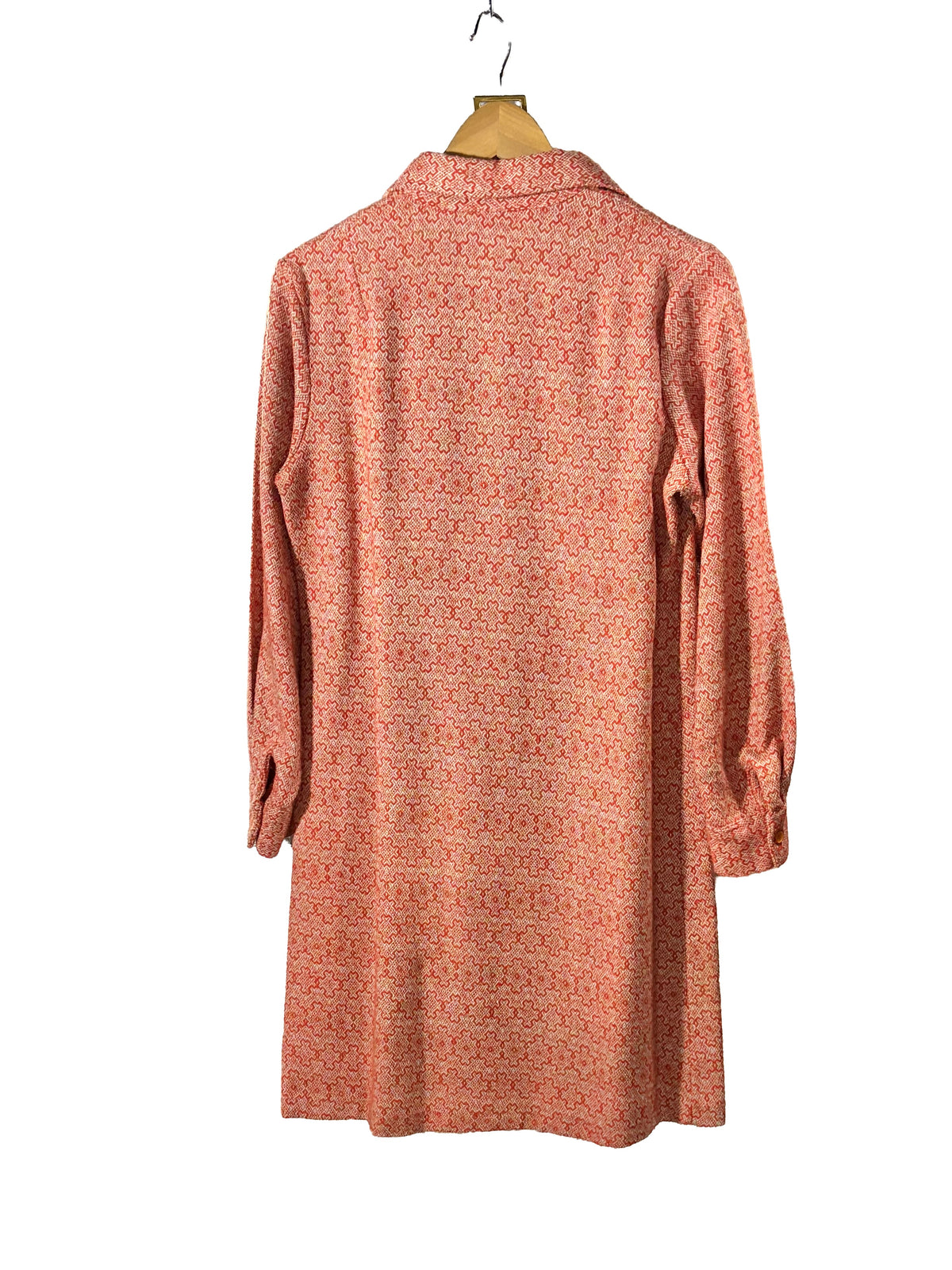 1970s Orange White Psychedelic Pattern Shirt Dress
