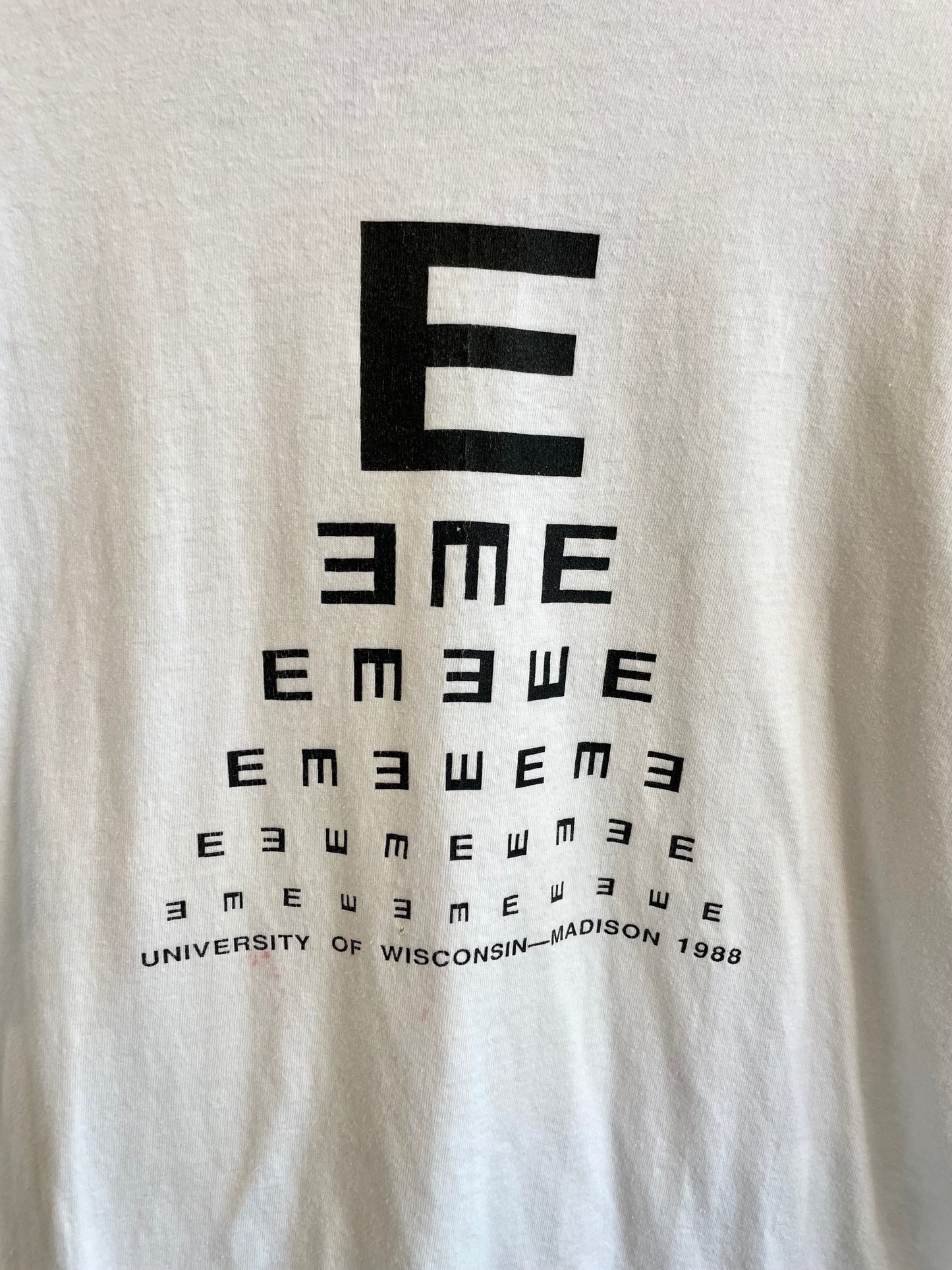 1980s White UW Madison Eye Chart Tee
