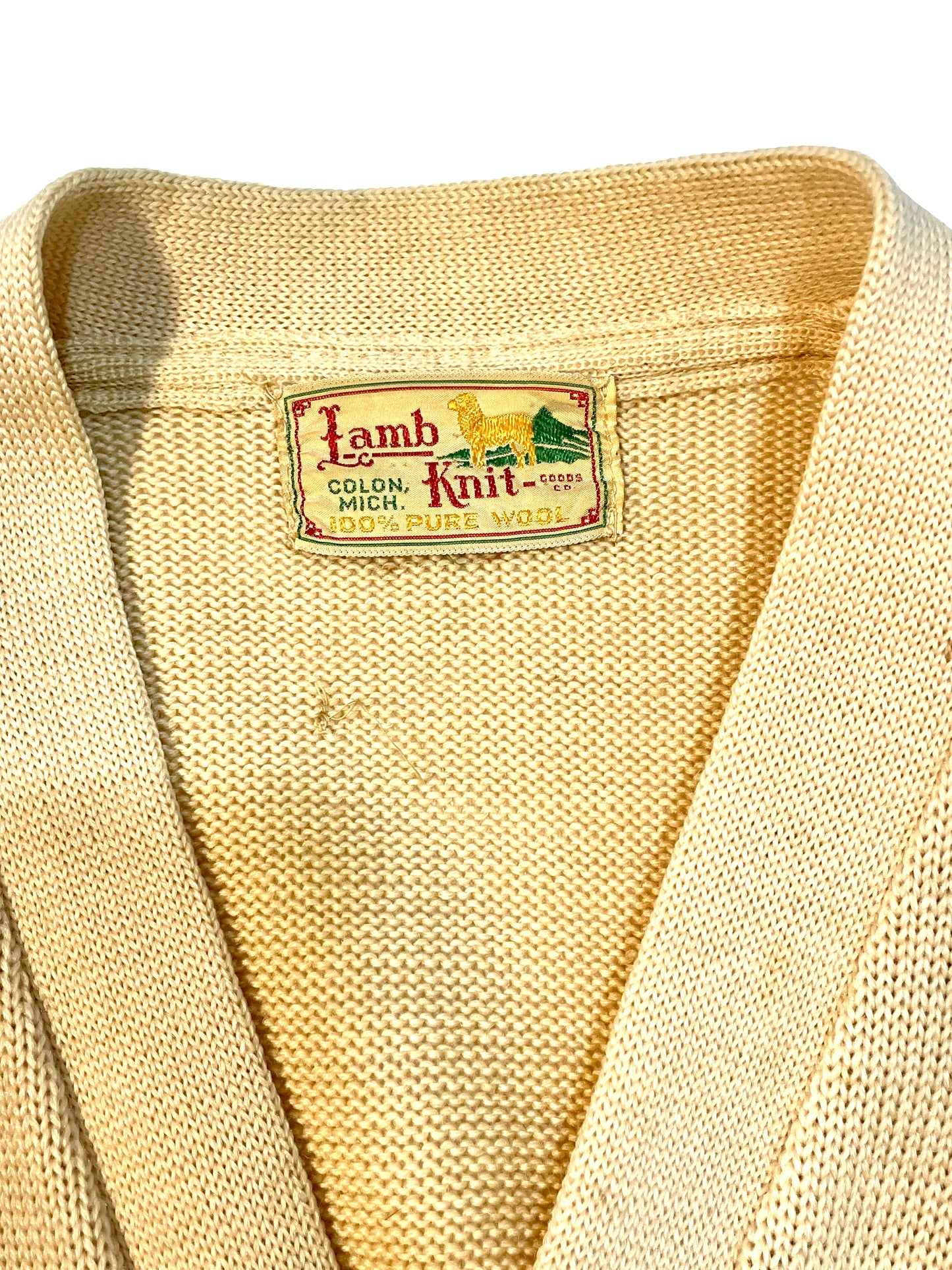 1950s Cream Wool DM North High School Academic Letter Cardigan