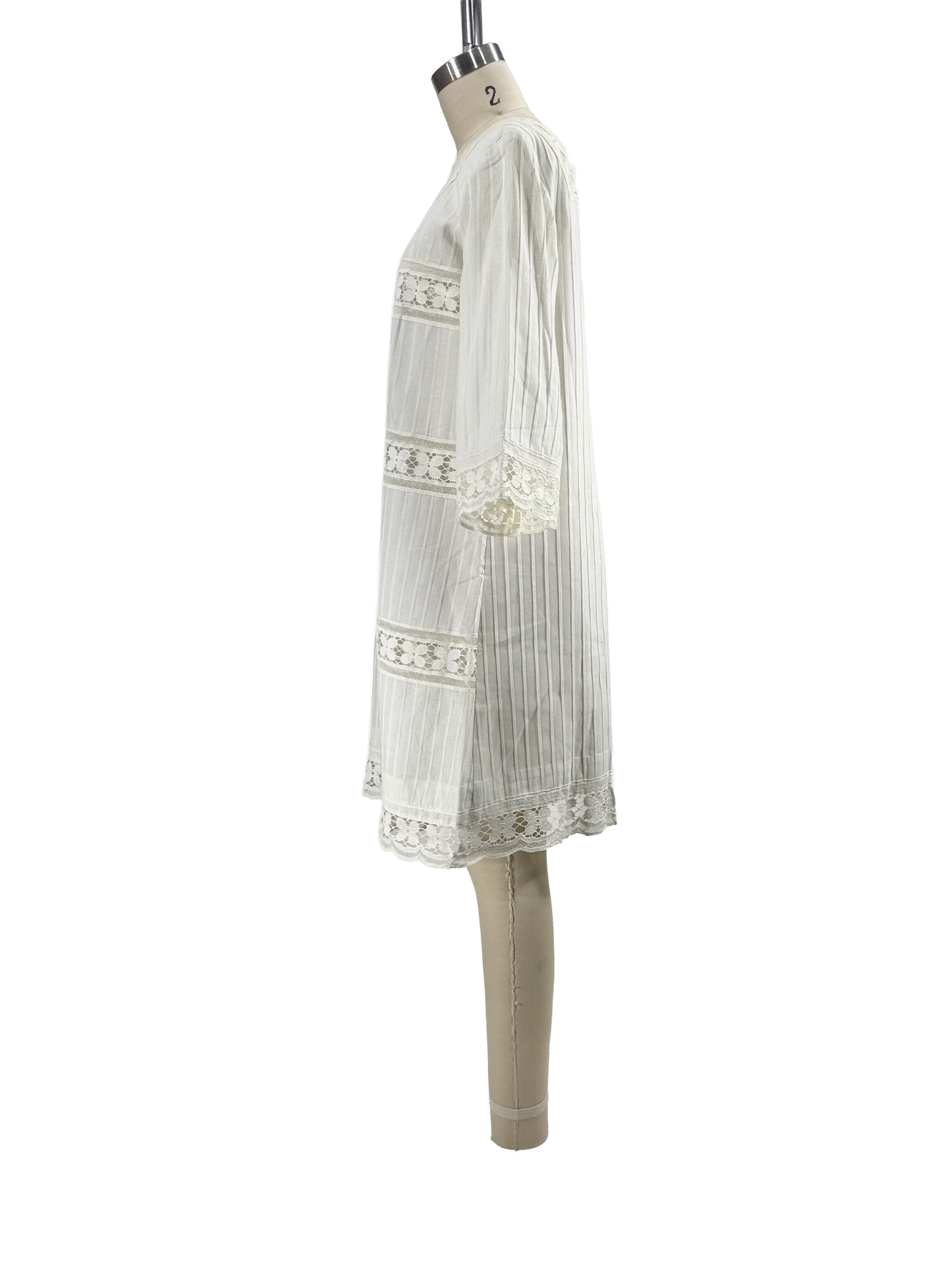 1960s White Guipure Lace Summer Cotton Shift Dress