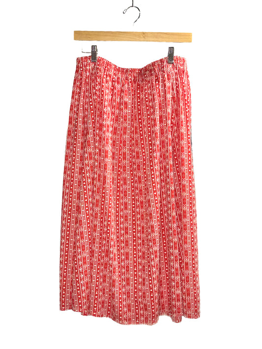1970s Red Cottagecore A-Line Skirt
