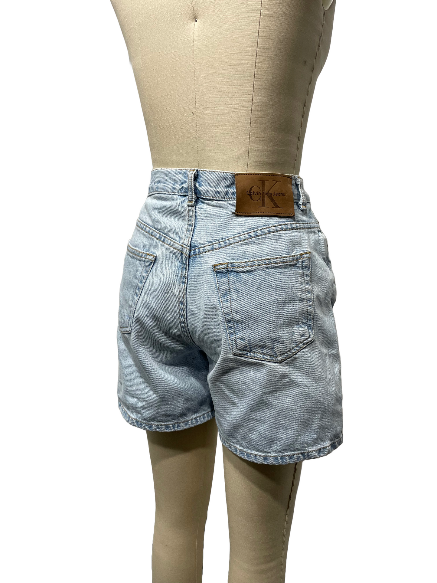 1990s Icy Wash Calvin Klein Button Fly Denim Shorts