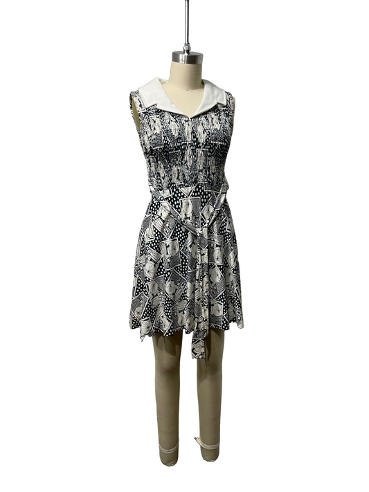 1970s Deco Beach Print Nylon Mini Dress