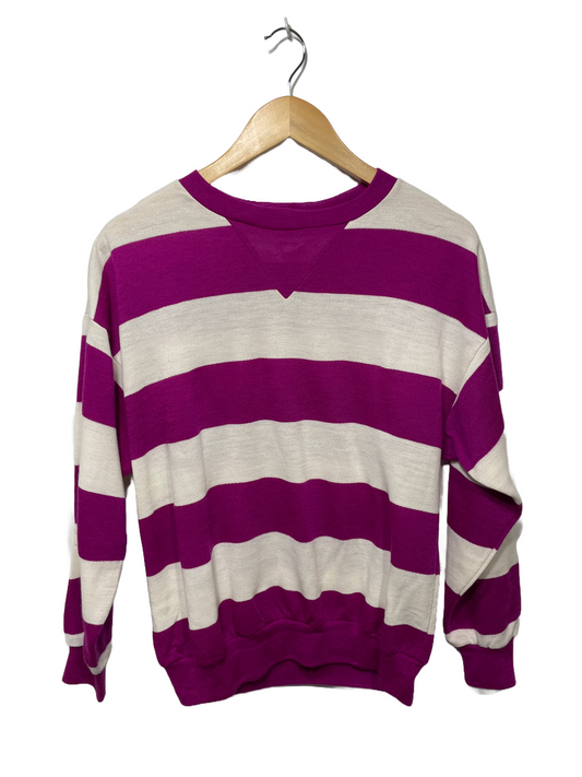 1980s Purple White Striped Sweatshirt