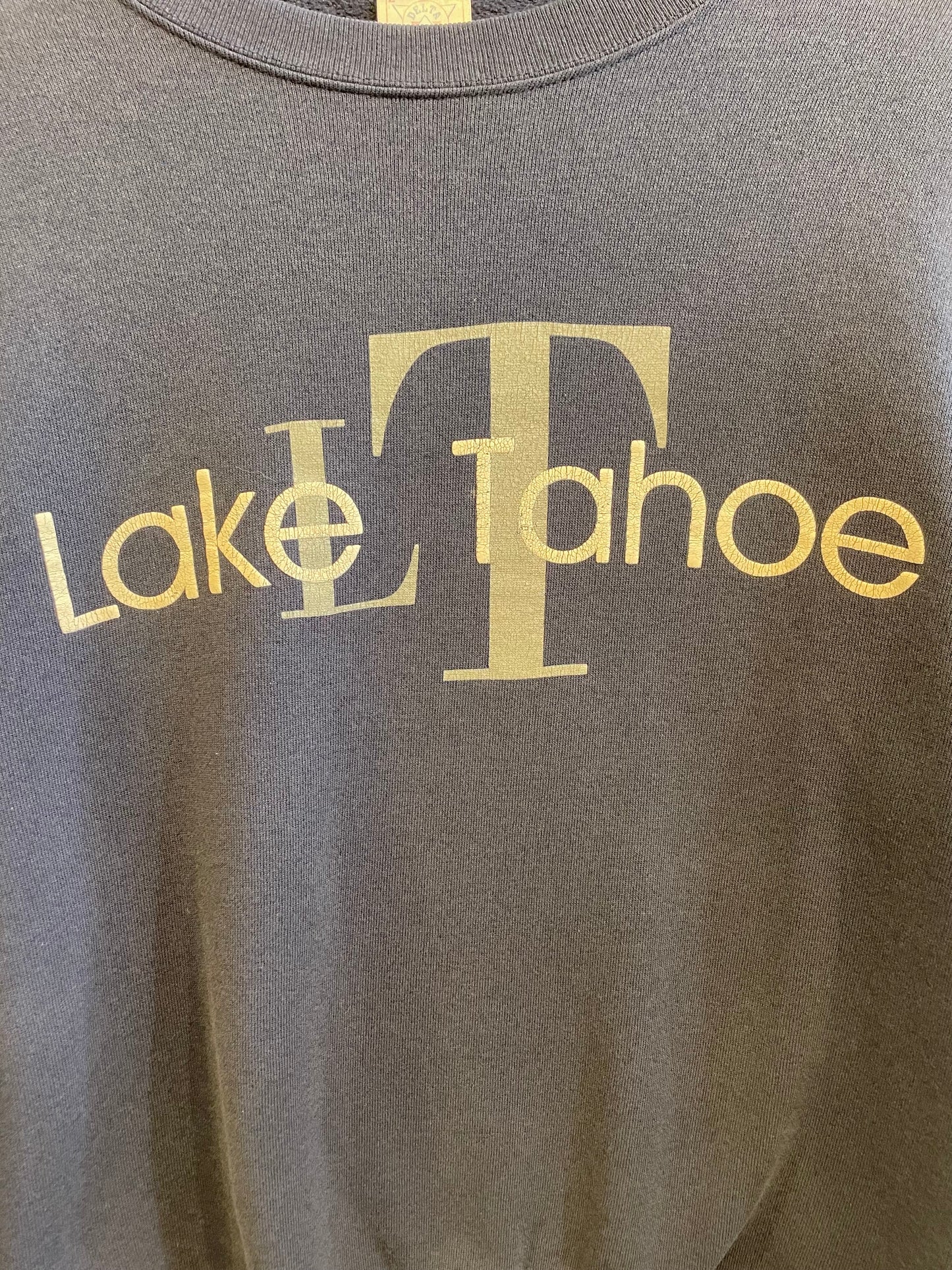 1990s Navy Calvin-Inspired Lake Tahoe Logo Sweatshirt