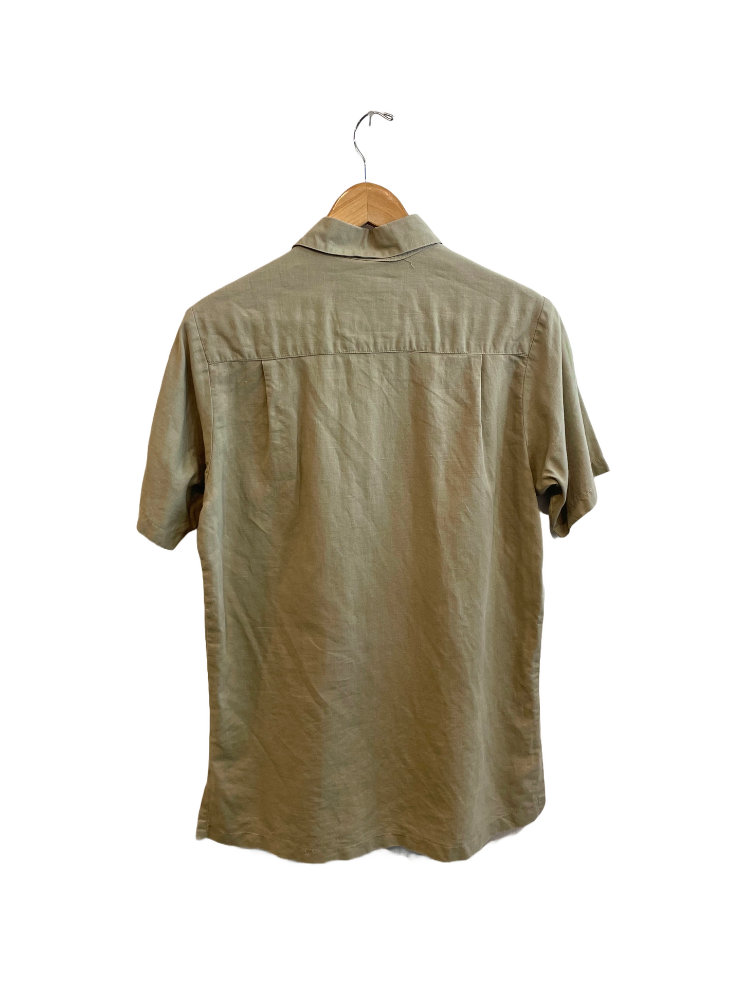 1960s Khaki Beige Cotton Half Button Shirt