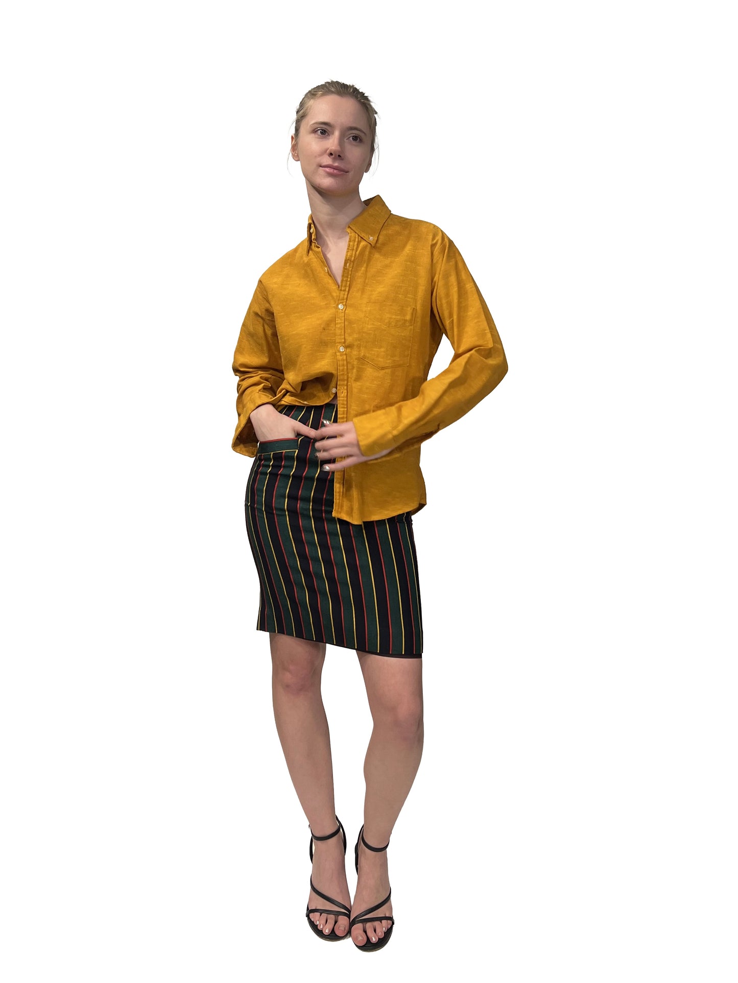 1950s Mustard Cotton Flocked ‘White Hawk’ Oxford Shirt