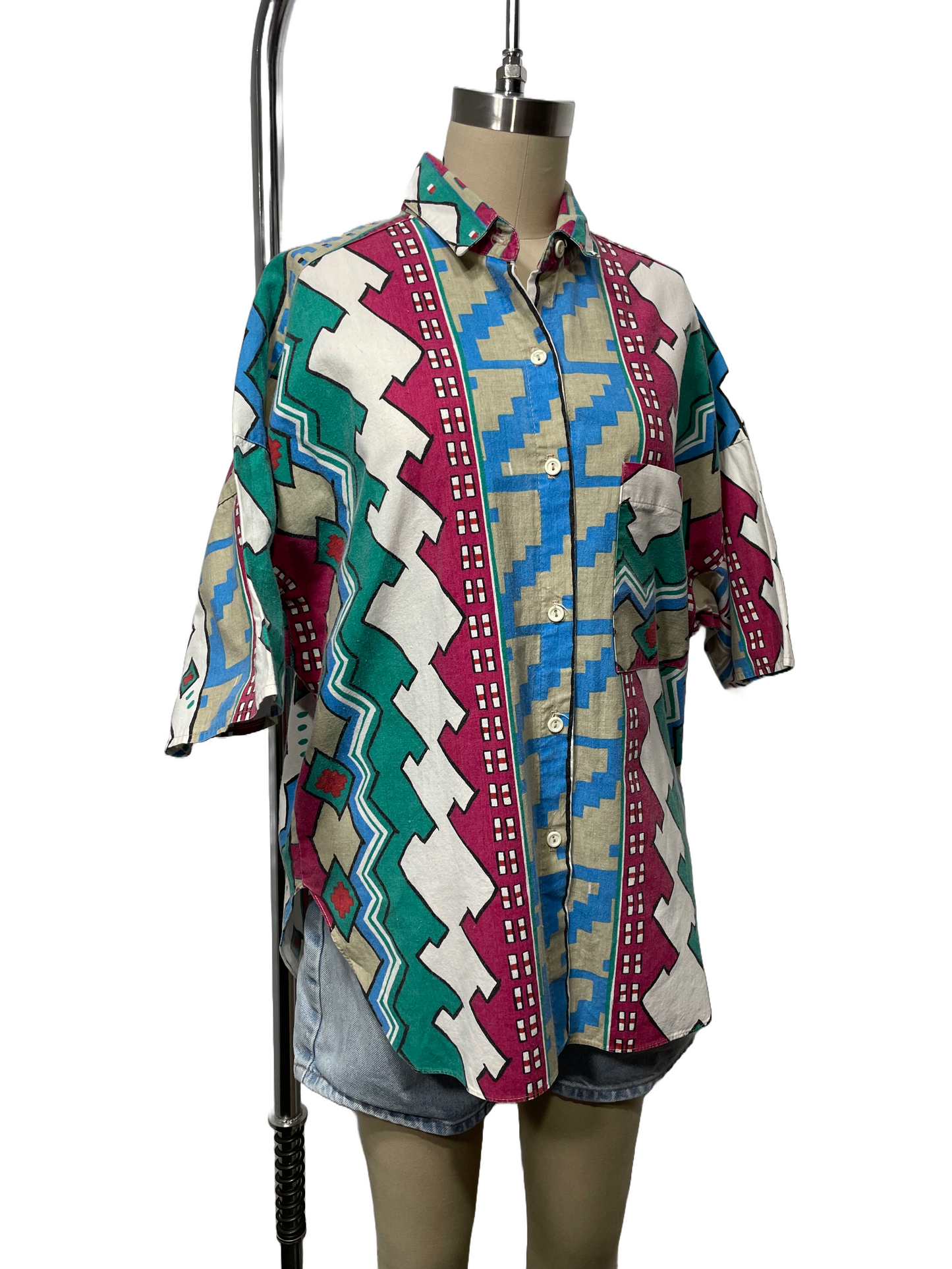 1980s Multicolor Southwestern Print Pocket Shirt