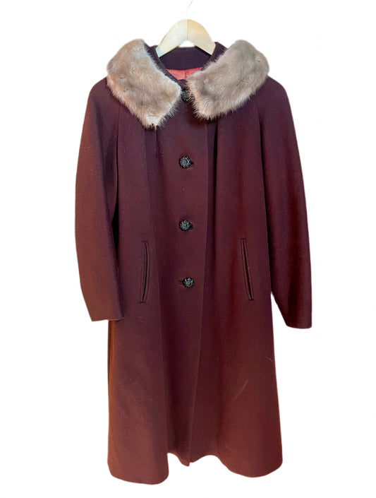 1960s Brown Wool Fur Collar Coat