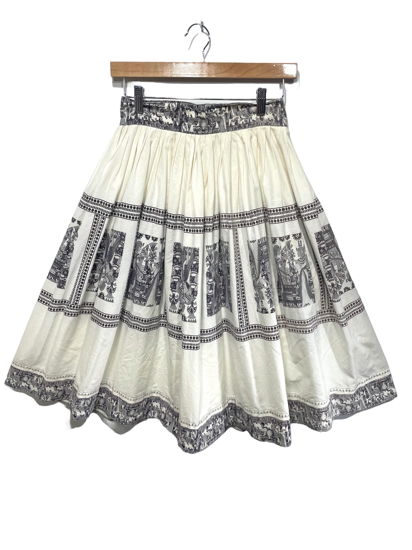 1950s Egyptian Frieze Novelty Print Cotton Circle Skirt