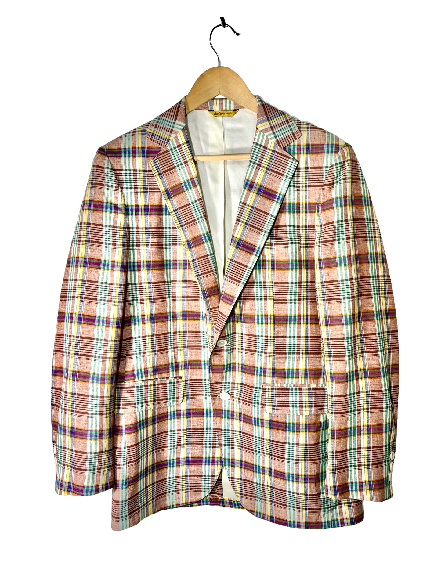 1970s Brown Colorful Check Cotton Summer Sport Jacket