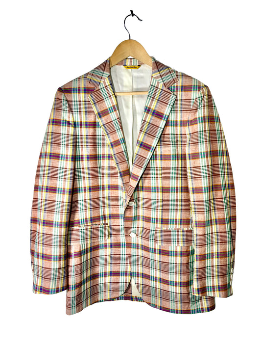 1970s Brown Colorful Check Cotton Summer Sport Jacket